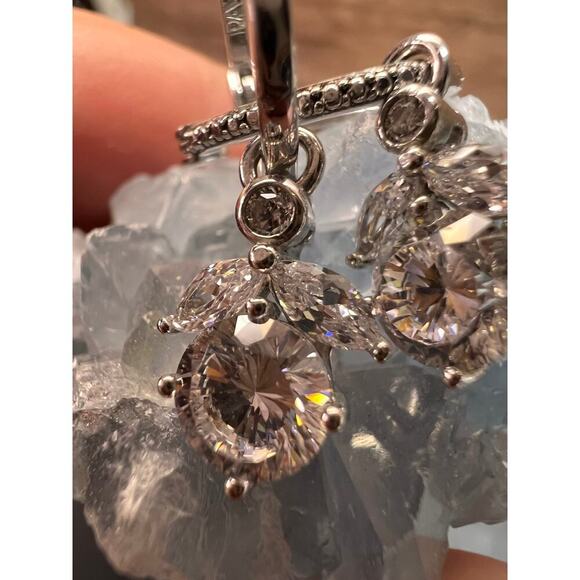 Cz hoop dangle earrings in sterling silver - Picture 7 of 16